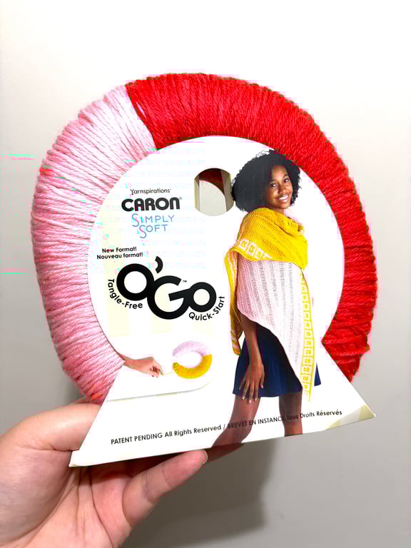 1 Pack x 141g CARON Simply Soft O'GO : Harvest Red -  Soft Pink 100% Acrylic