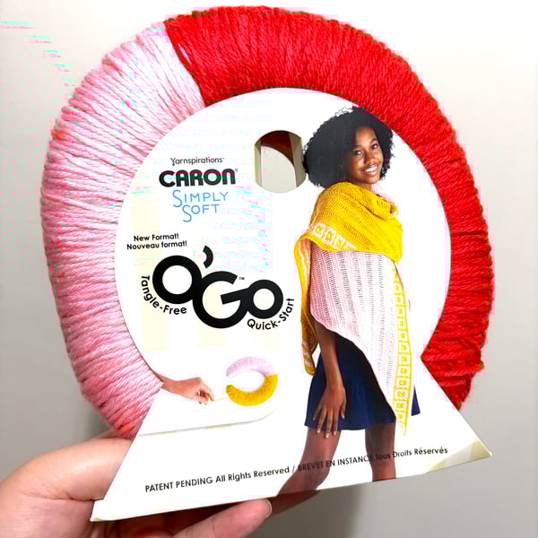 1 Pack x 141g CARON Simply Soft O'GO : Harvest Red -  Soft Pink 100% Acrylic