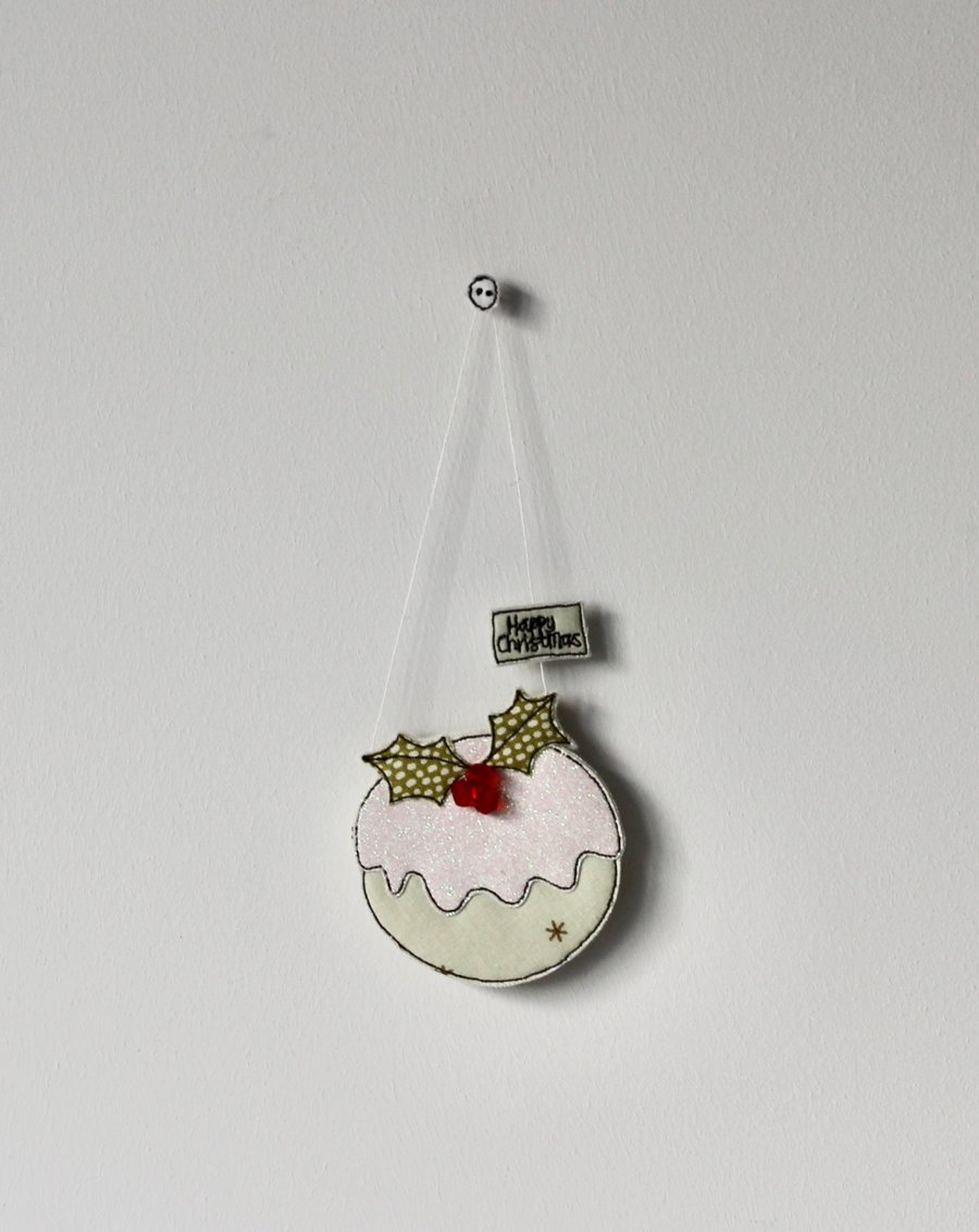 'Happy Christmas Pudding' - Handmade Decoration