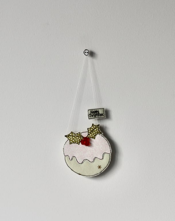'Happy Christmas Pudding' - Handmade Decoration