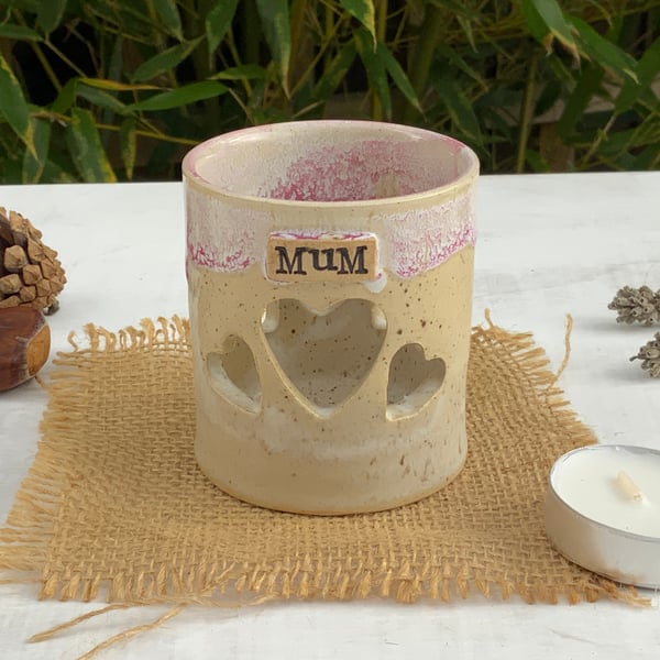 Mum Heart Tealight Holder 