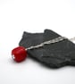 red lampwork glass nugget pendant necklace