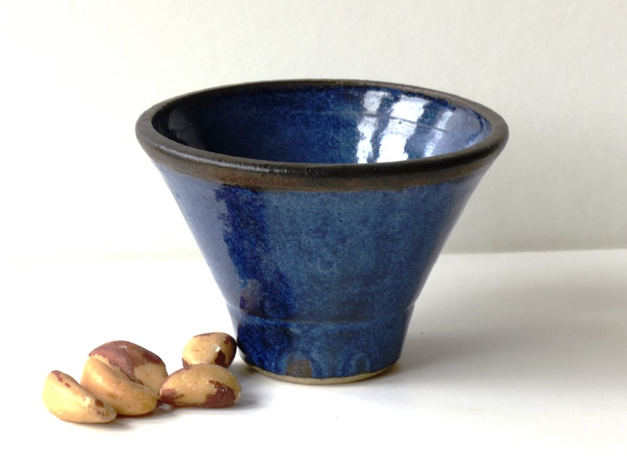 Blue Bowl for snacks, nibbles, dips, pate, olives, - ceramic pottery stoneware 