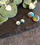 Ceramic button earrings - Turquoise duo - Image 1