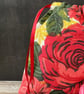1950s Floral 'Carnations & Roses' Vintage Barkcloth Drawstring Bag, Wine Ribbon - Image 2