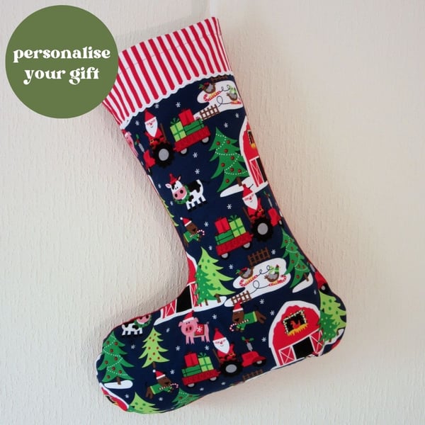 Christmas Stocking Santa Farm - can be personalised