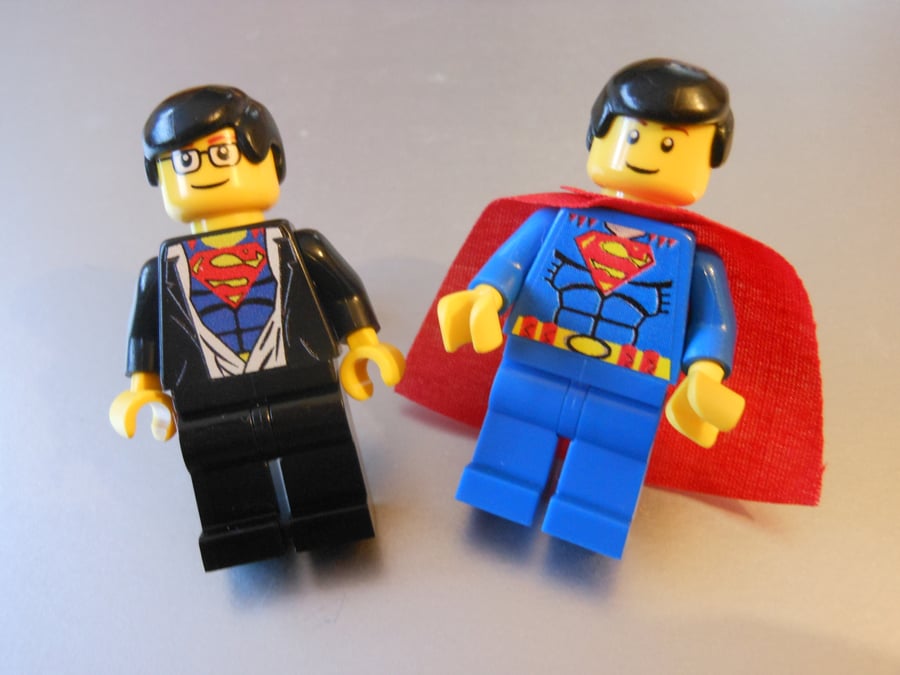Super Man & Clark Kent Lego Cufflinks