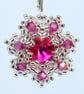 Fuchsia and Silver Beaded Crystal Earrings - Image 5