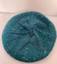 Women's Classic Hand Knit Beret, Teal Tweed Wool Hat, Knitted Hats for Her - Image 5