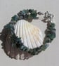 Green Moss Agate Crystal Gemstone Beaded Bracelet "Spring Dew"