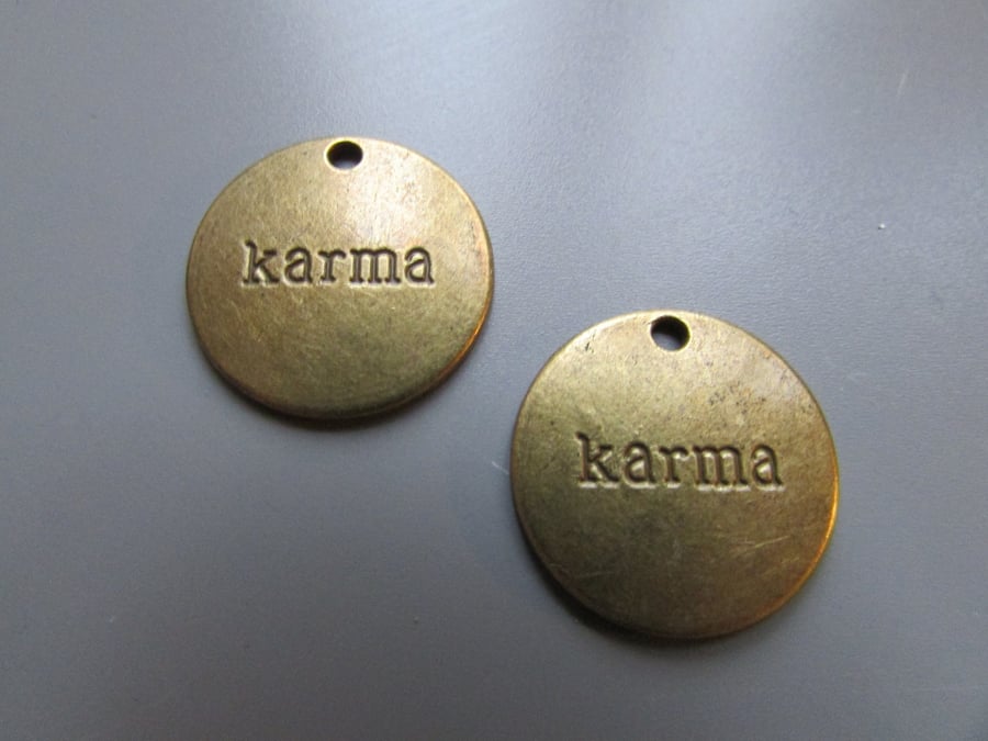 Bronze Karma Tibetan Charm X 2