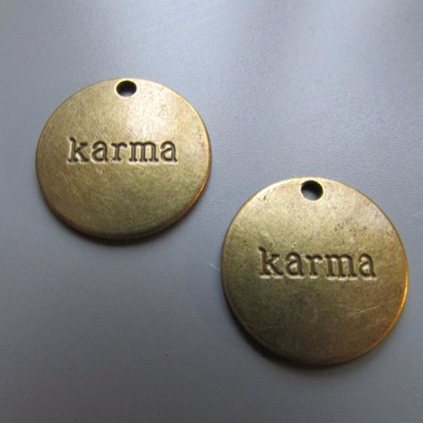 Bronze Karma Tibetan Charm X 2