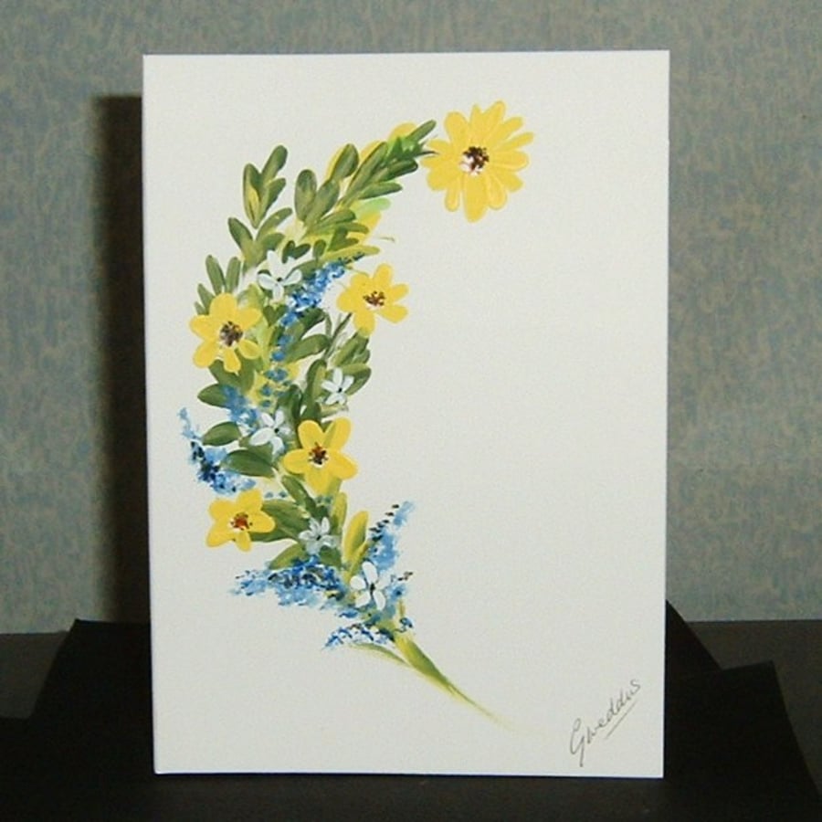 floral greetings card original hand painted 7x5... - Folksy