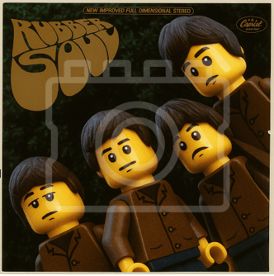 LEGO-Inspired The Beatles "Rubber Soul" – 5x5" Mounted Print, Ready to Frame