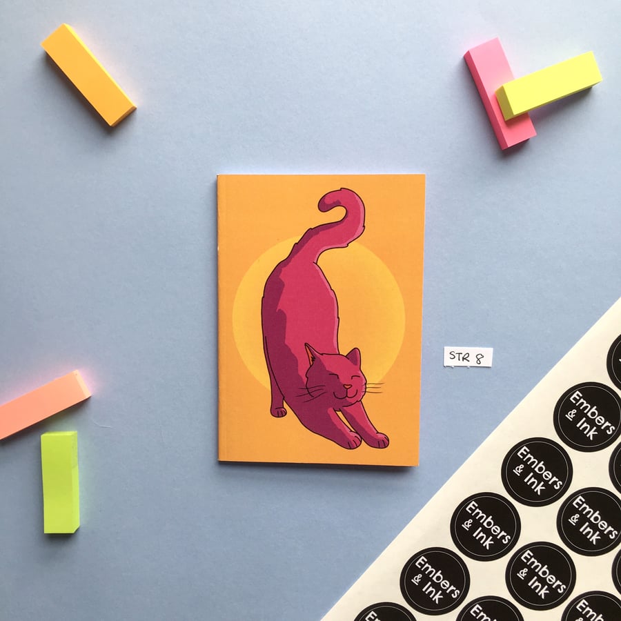 SLIGHT SECONDS SALE Stretching Cat A6 Notebook 'STR 8'