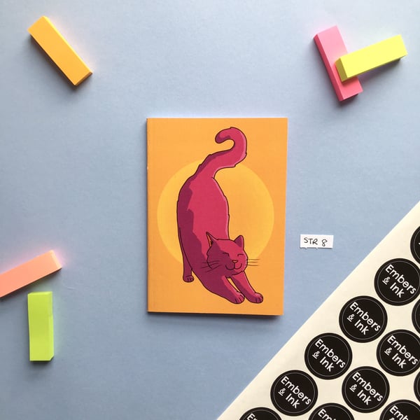 SLIGHT SECONDS SALE Stretching Cat A6 Notebook 'STR 8'