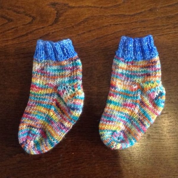 Sparkle Rainbow Baby Socks Hand Knit - Folksy