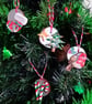 Christmas tree decorations set of 4, small, lightweight, made from airdry clay