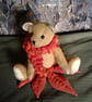 Ted, a collectable jointed bear, an Autumnal silk leaf.  - Image 7