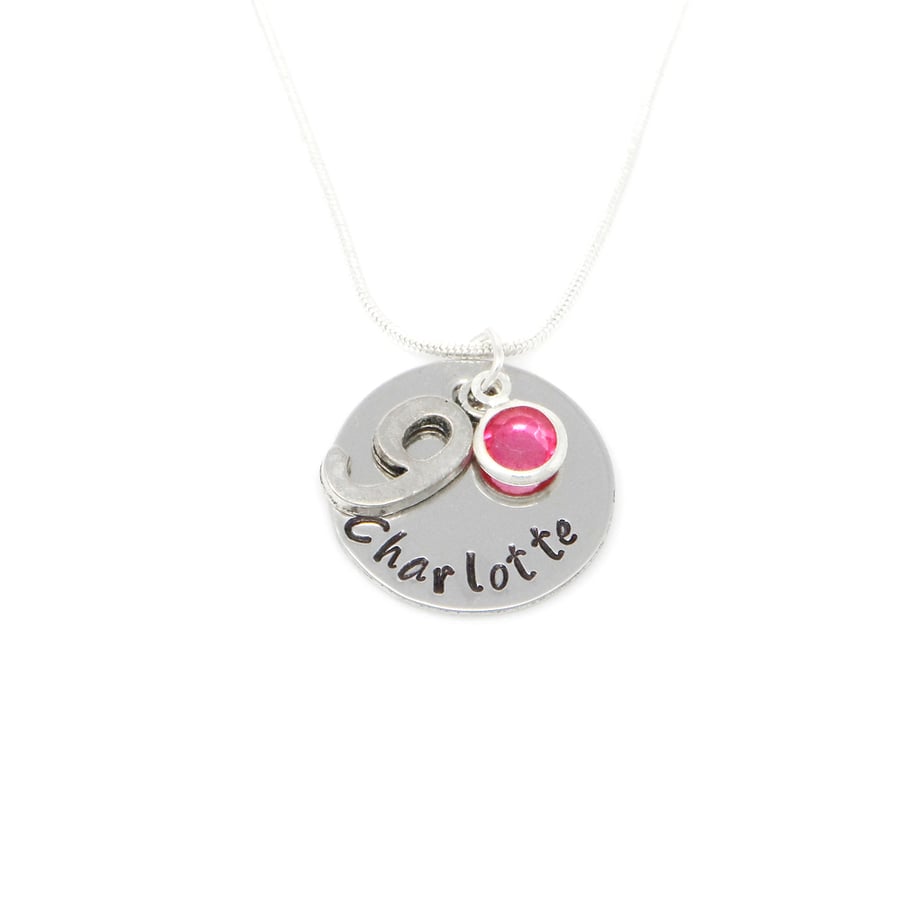 Personalised 9th Birthday Birthstone Necklace - Gift Boxed - Free Delivery