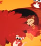 Autumn Animals 12" Print - seasonal landscape art with cute red squirrels - Image 3
