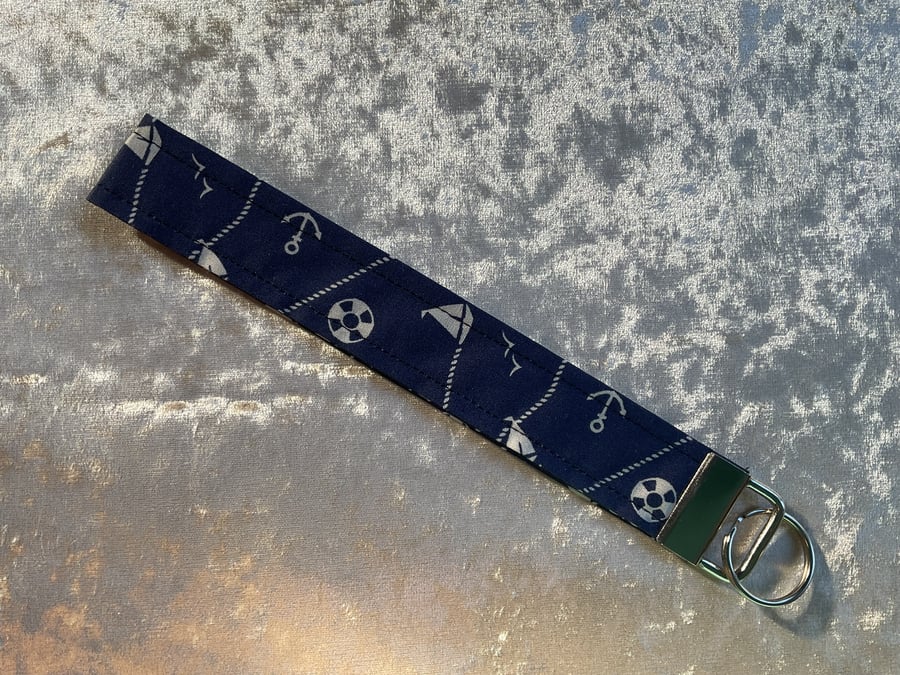 NAUTICAL NAVY WRISTLET KEYRING KEY HOLDER LANYARD FOB CHAIN 