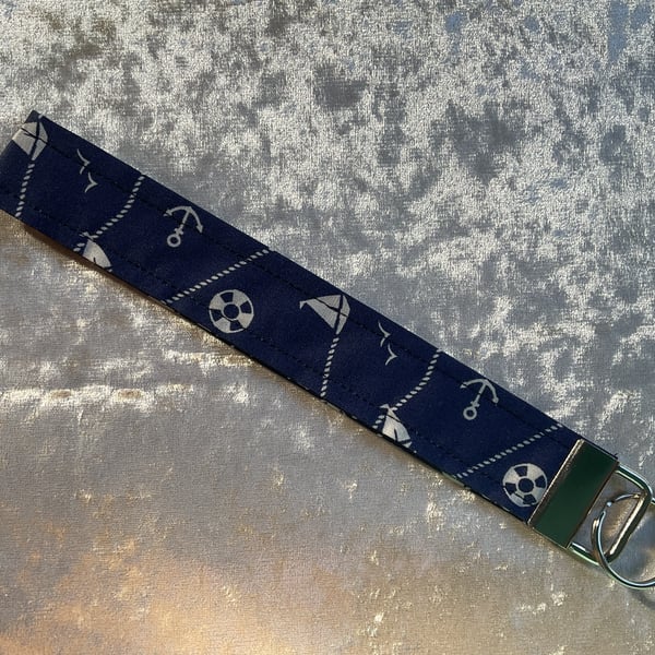 NAUTICAL NAVY WRISTLET KEYRING KEY HOLDER LANYARD FOB CHAIN 
