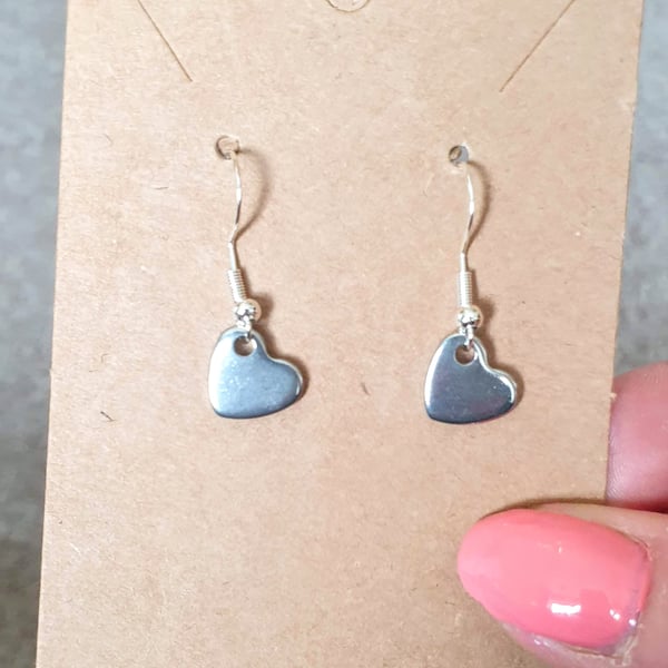 Heart Charm Earrings on 925 Silver-Plated Ear Wires