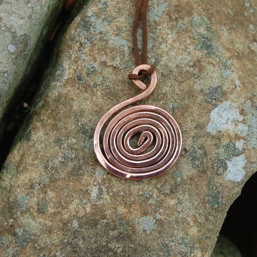 Copper Spiral Pendant - Handmade Copper Necklace - Folksy
