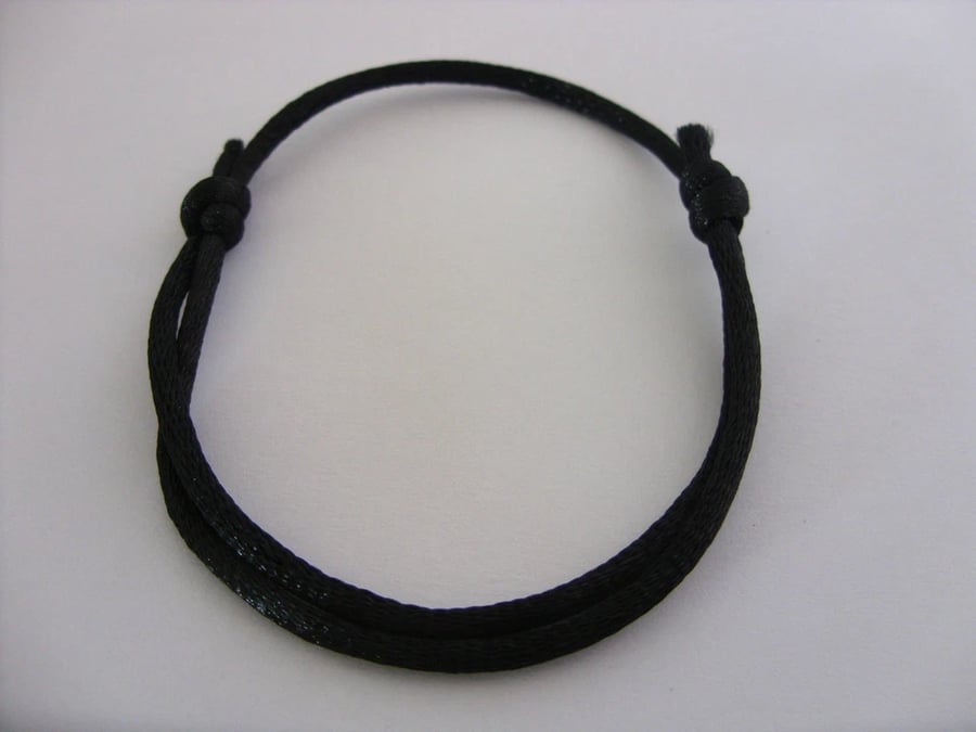 BLACK WAXED NYLON CORD BRACELET