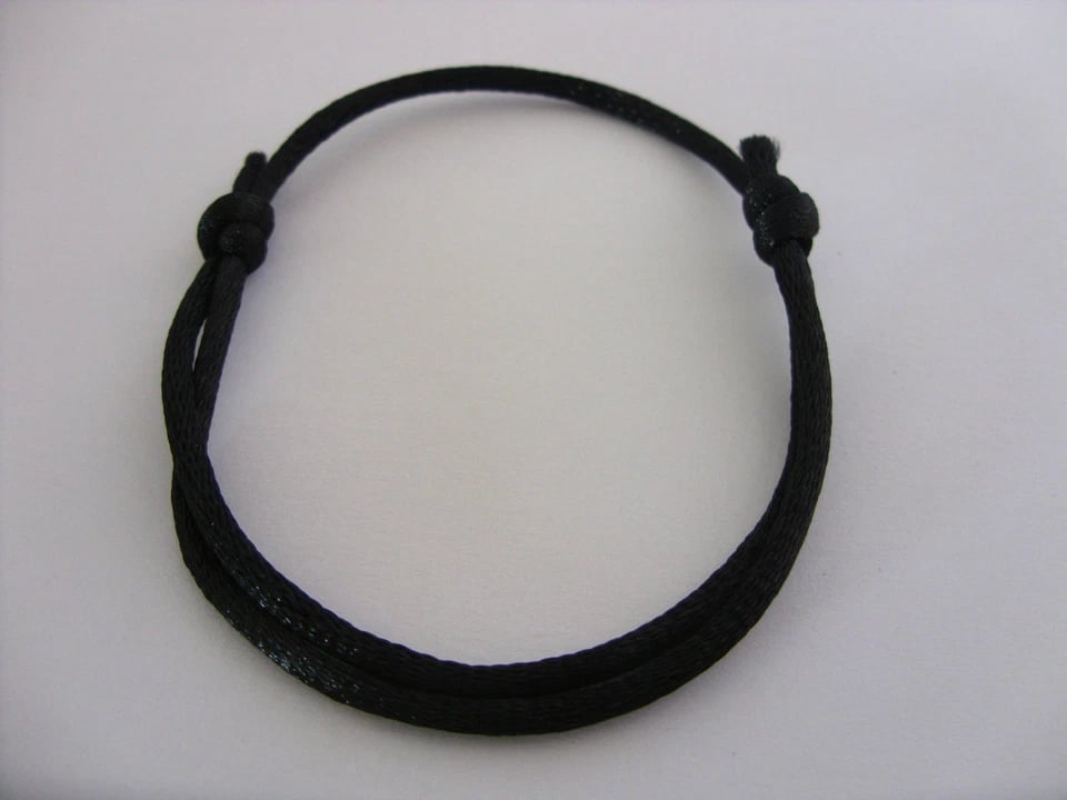 BLACK WAXED NYLON CORD BRACELET