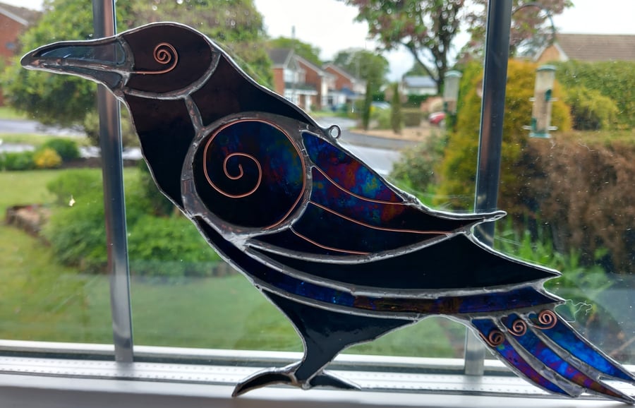 Stained Glass Raven