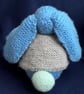 Rabbit with knitted basket keepsake holder - Blue – Special Gift  - Image 4