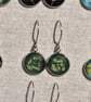 Pressed Flower Resin Earrings, Green, 304 Stainless Steel, Made in Scotland - Image 3