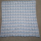 Crochet Ripple Baby Blanket in blue and white soft baby acrylic
