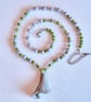 Hand-knotted sea-worn shell crystal bead necklace  - Image 5