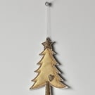 'Christmas Tree with a Glitter Star and Heart'- Hanging Decoration