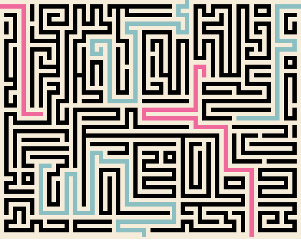 227 - The Maze Cross Stitch Pattern: Retro Geometric Linear Design (PDF Chart) 