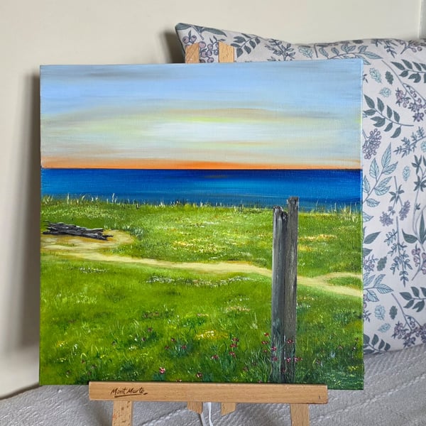 Original coastal landscape in acrylic on canvas