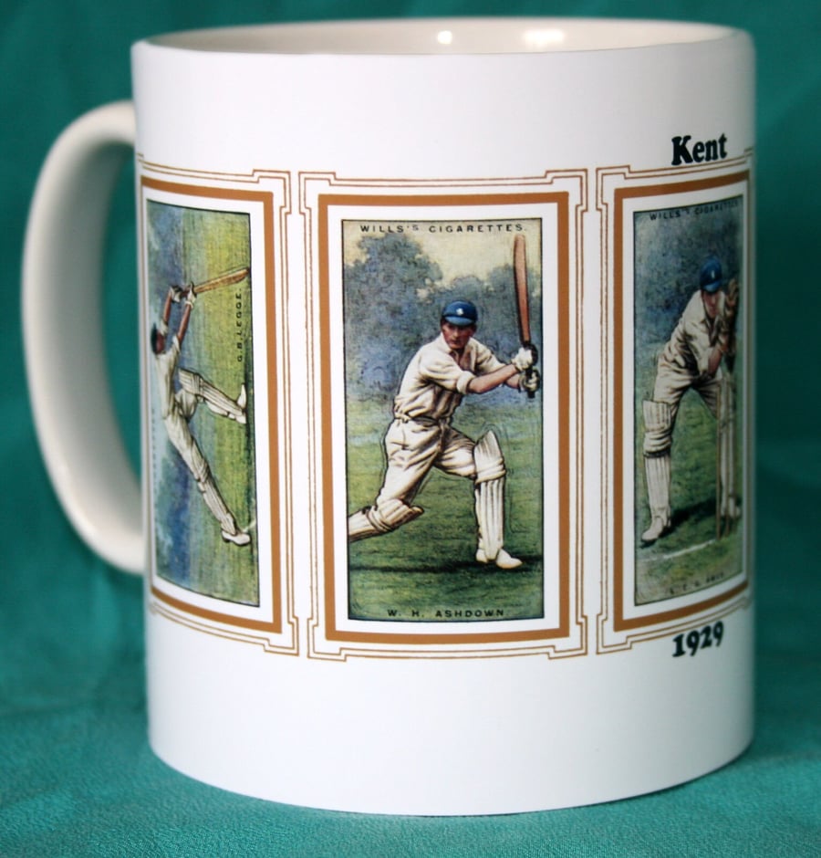 Cricket mug 1929 Kent cricket counties G B Legge W H Ashdown J L Bryan & A M Cra