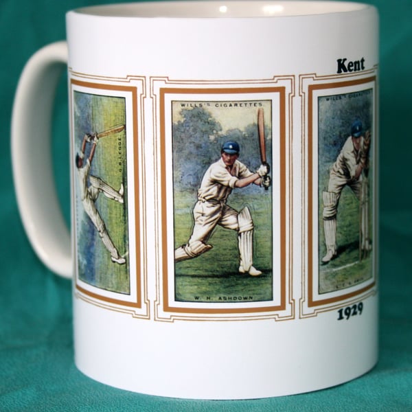 Cricket mug 1929 Kent cricket counties G B Legge W H Ashdown J L Bryan & A M Cra