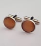 Pale orange gemstone cufflinks - Image 2