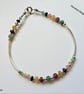 Dainty Ruby, Sapphire & Emerald Noodle  Sterling Silver Brangle - Image 3
