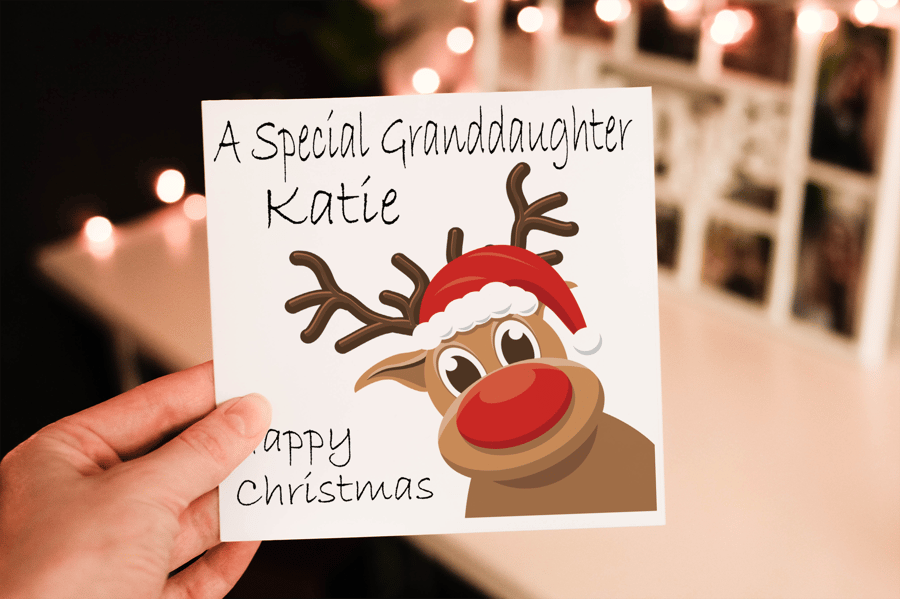 Special Granddaughter Rudolf Christmas Card, Granddaughter Christmas Card
