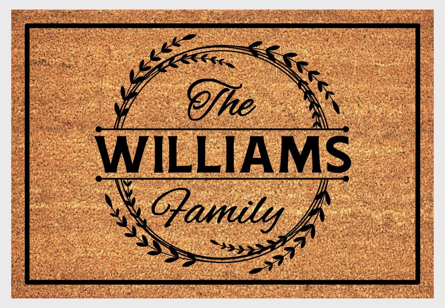Personalised Surname Door Mat - Customised Family Name Welcome Mat - 3 Sizes
