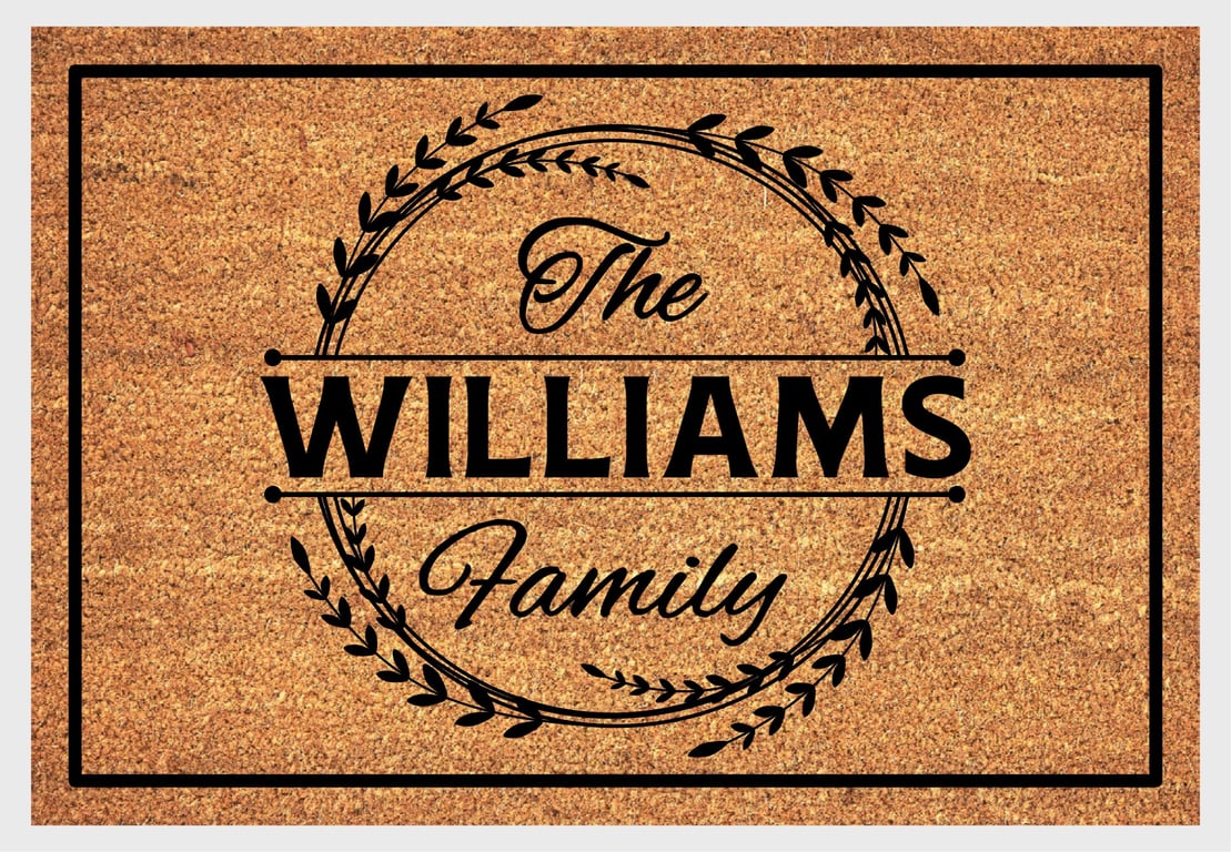 Personalised Surname Door Mat - Customised Family Name Welcome Mat - 3 Sizes