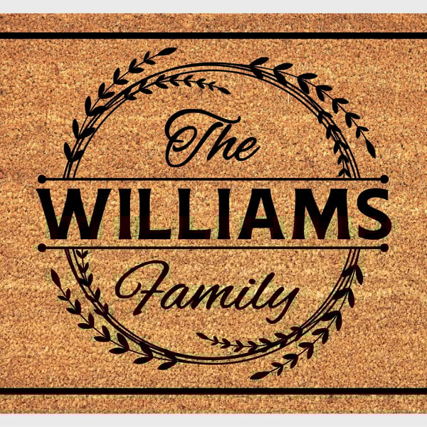 Personalised Surname Door Mat - Customised Family Name Welcome Mat - 3 Sizes