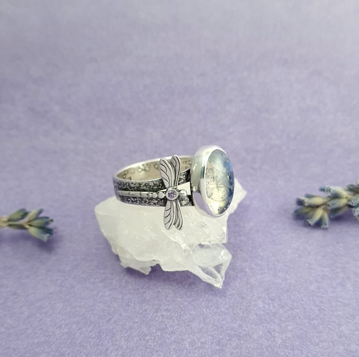 Moonstone dragonfly ring Folksy