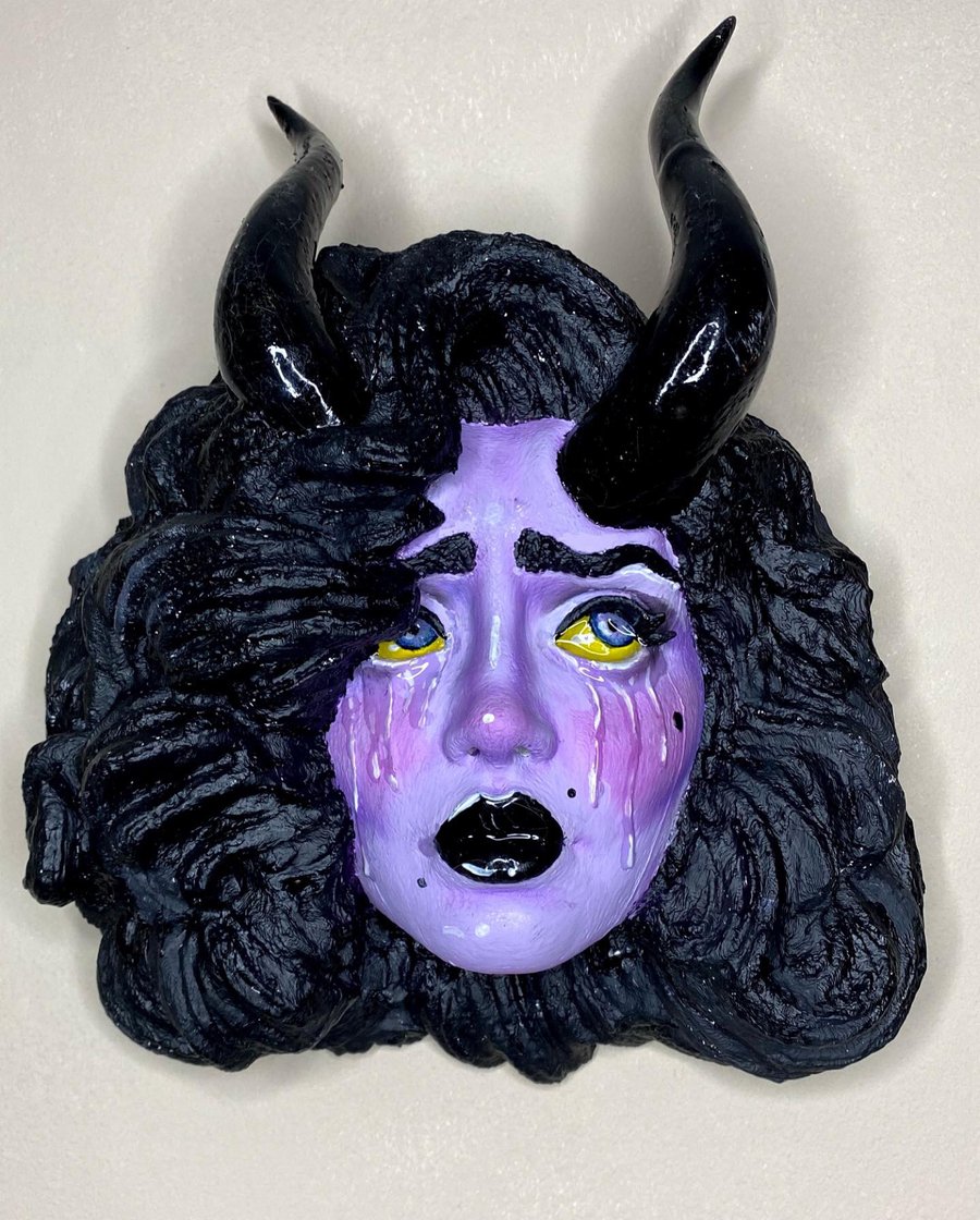 Lilith 25cm cute devil pop art surrealism portrait sculpture wall decor