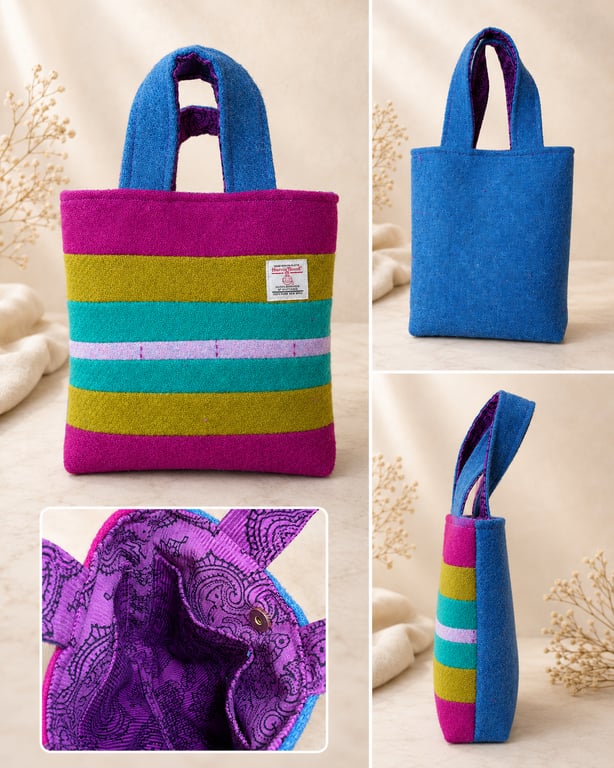 Harris Tweed one of kind Patchwork tote bag